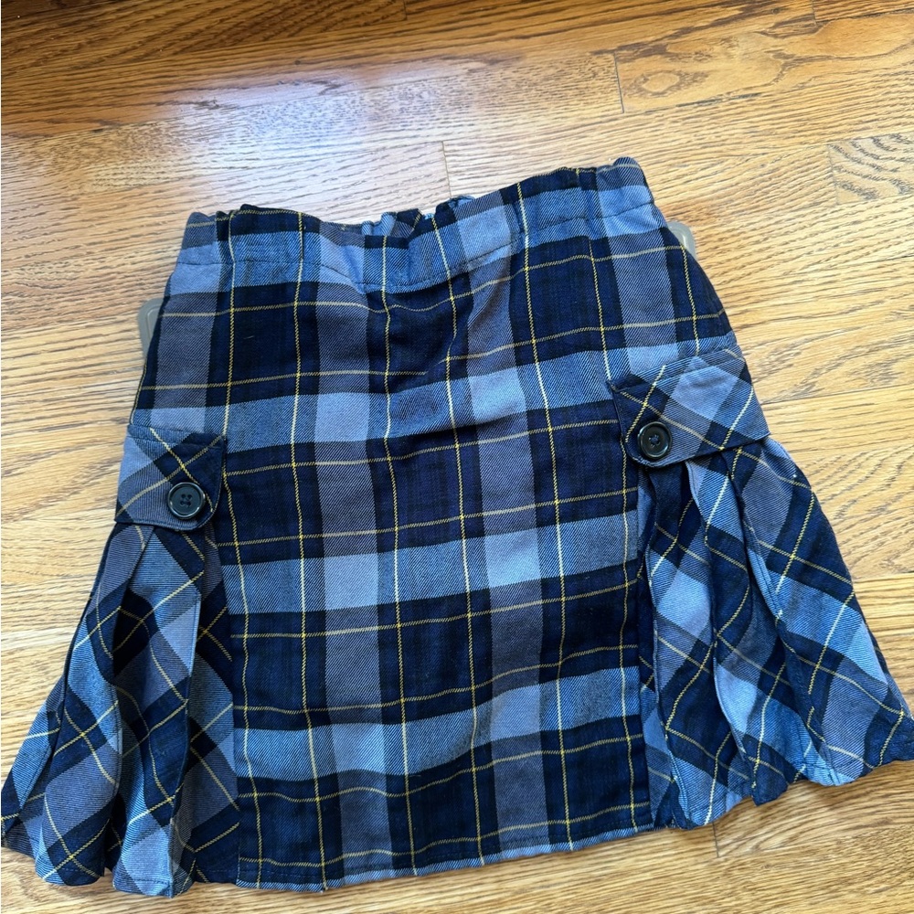 Lands’ End Girls Side Pleat Plaid Skort Size 12 Slim (Classic Navy Plaid)